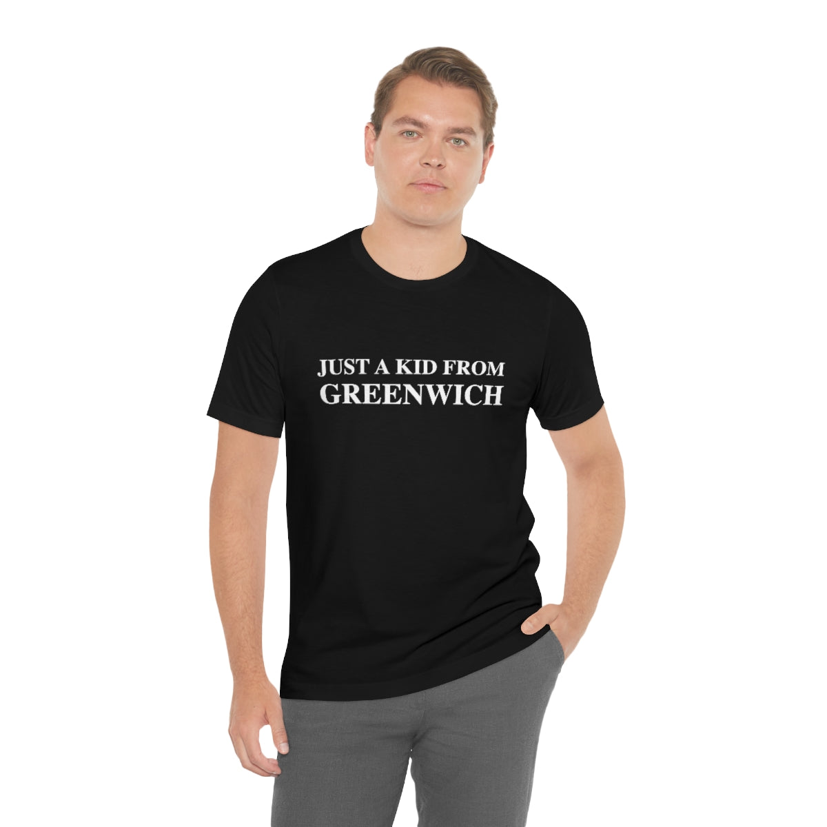 Just a kid from Greenwich Unisex Jersey Short Sleeve Tee