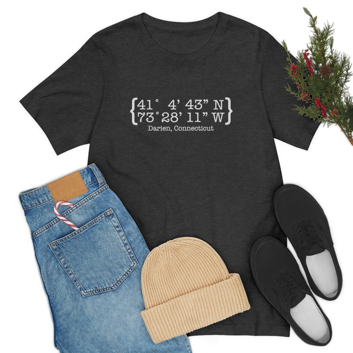 Darien Coordinates Unisex Jersey Short Sleeve Tee