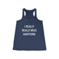 I Really Really Miss Hartford Women's Flowy Racerback Tank   Proceeds of this collection go to help Finding Connecticut’s website and brand. Free USA shipping.  Click here to go back to our home page

i really really miss hartford // hartford ct womens tank top // finding connecticut