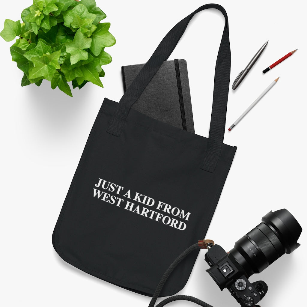Just a kid from West Hartford reusable tote bag.  West Hartford Connecticut tee shirts, hoodies sweatshirts, mugs, other apparel, home gifts, and souvenirs. Proceeds of this collection go to help Finding Connecticut’s brand. Free USA shipping. 

just a kid from West hartford // west hartford ct  organic tote bag // finding conencticut 