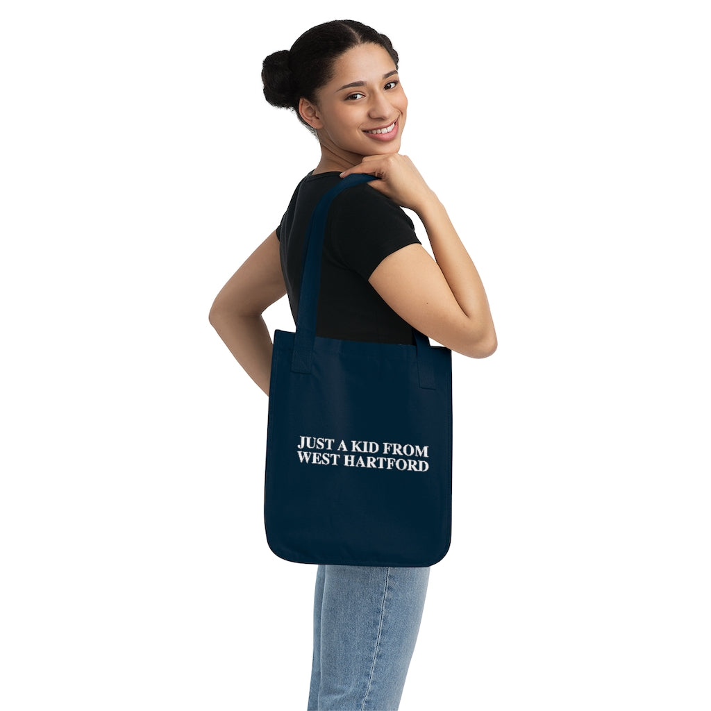 Just a kid from West Hartford reusable tote bag.  West Hartford Connecticut tee shirts, hoodies sweatshirts, mugs, other apparel, home gifts, and souvenirs. Proceeds of this collection go to help Finding Connecticut’s brand. Free USA shipping. 

just a kid from West hartford // west hartford ct  organic tote bag // finding conencticut 