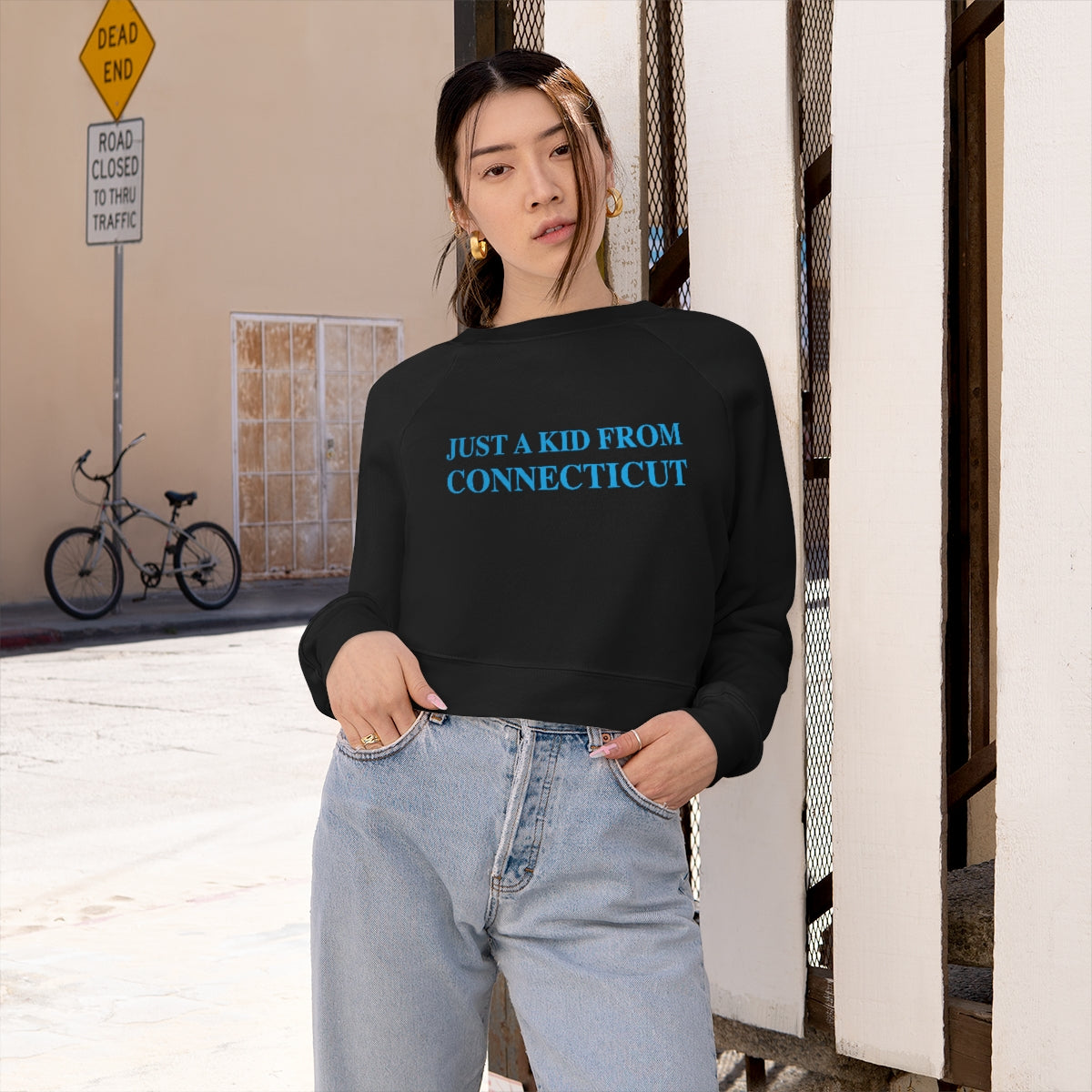 just a kid from connecticut // connecticut womens cropped sweatshirt // finding connecticut 