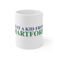 Just a kid from Hartford White Ceramic Mug  Did you grow up in Hartford, Connecticut? Or know of someone who did? This collection is for someone who has those special Hartford memories.  Proceeds help grow Finding Connecticut's website and brand.   Click here to go back to our home page. 

just a kid from hartford // hartford CT mug // finding connecticut 