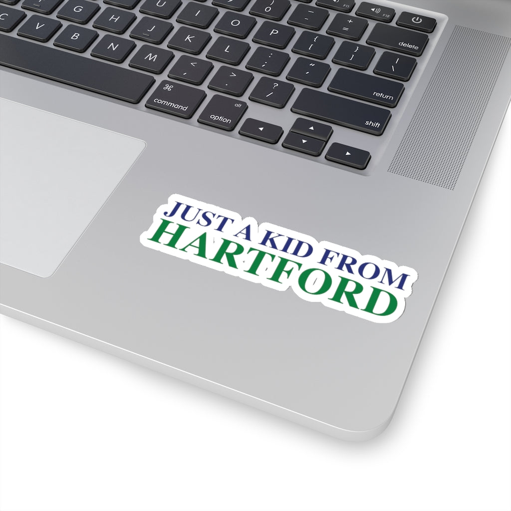 Just a kid from Hartford Kiss-Cut Stickers  Did you grow up in Hartford, Connecticut? Or know of someone who did? This collection is for someone who has those special Hartford memories.  Proceeds help grow Finding Connecticut's website and brand.   Click here to go back to our home page. 

just a kid from hartford // hartford  CT sticker // finding connecticut