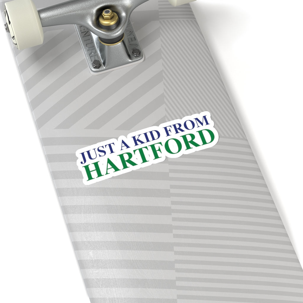 Just a kid from Hartford Kiss-Cut Stickers  Did you grow up in Hartford, Connecticut? Or know of someone who did? This collection is for someone who has those special Hartford memories.  Proceeds help grow Finding Connecticut's website and brand.   Click here to go back to our home page. 

just a kid from hartford // hartford  CT sticker // finding connecticut