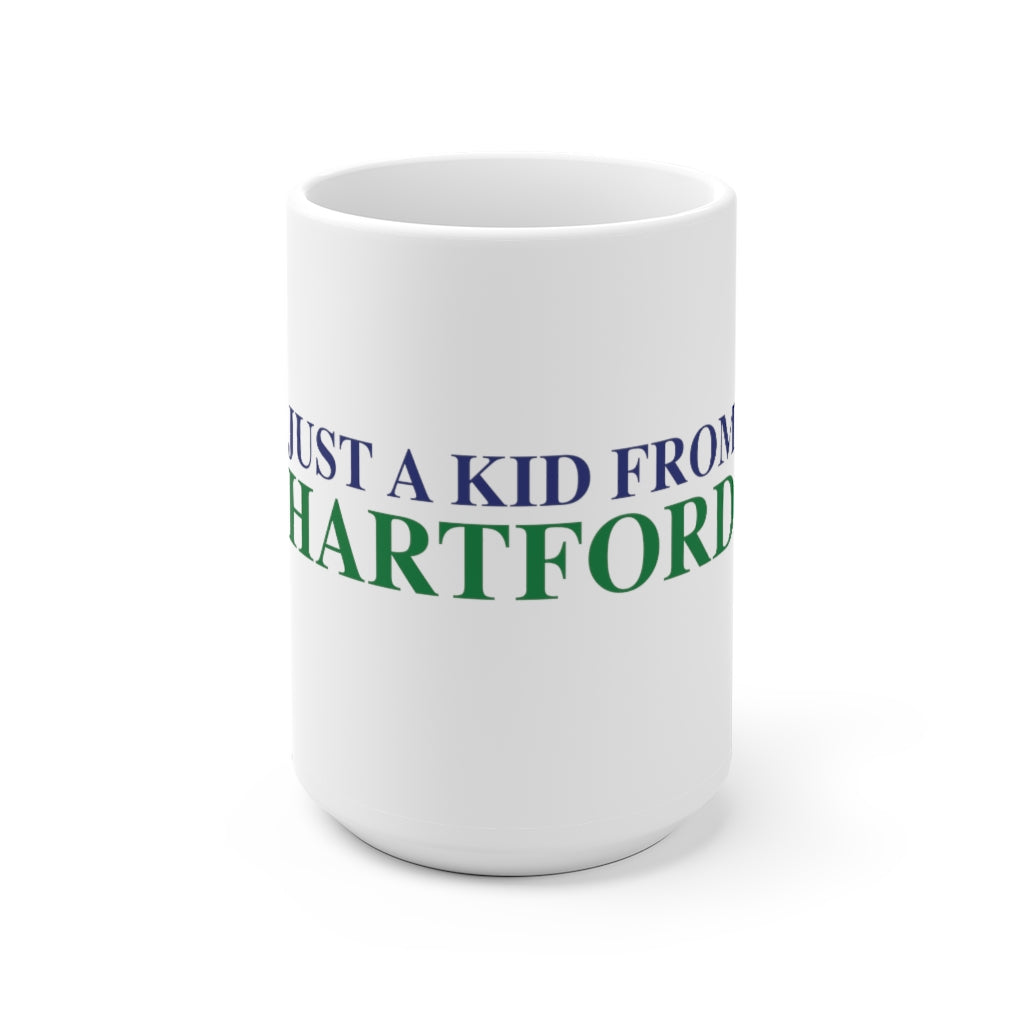 Just a kid from Hartford White Ceramic Mug  Did you grow up in Hartford, Connecticut? Or know of someone who did? This collection is for someone who has those special Hartford memories.  Proceeds help grow Finding Connecticut's website and brand.   Click here to go back to our home page. 

just a kid from hartford // hartford connecticut mug // finding connecticut 