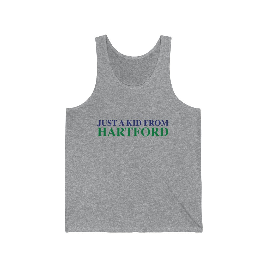 Just a kid from Hartford Women's Unisex Jersey Tank  Did you grow up in Hartford, Connecticut? Or know of someone who did? This collection is for someone who has those special Hartford memories.  Proceeds help grow Finding Connecticut's website and brand.   Click here to go back to our home page. 

just a kid from hartford // hartford connecticut tank top shirt // finding connecticut