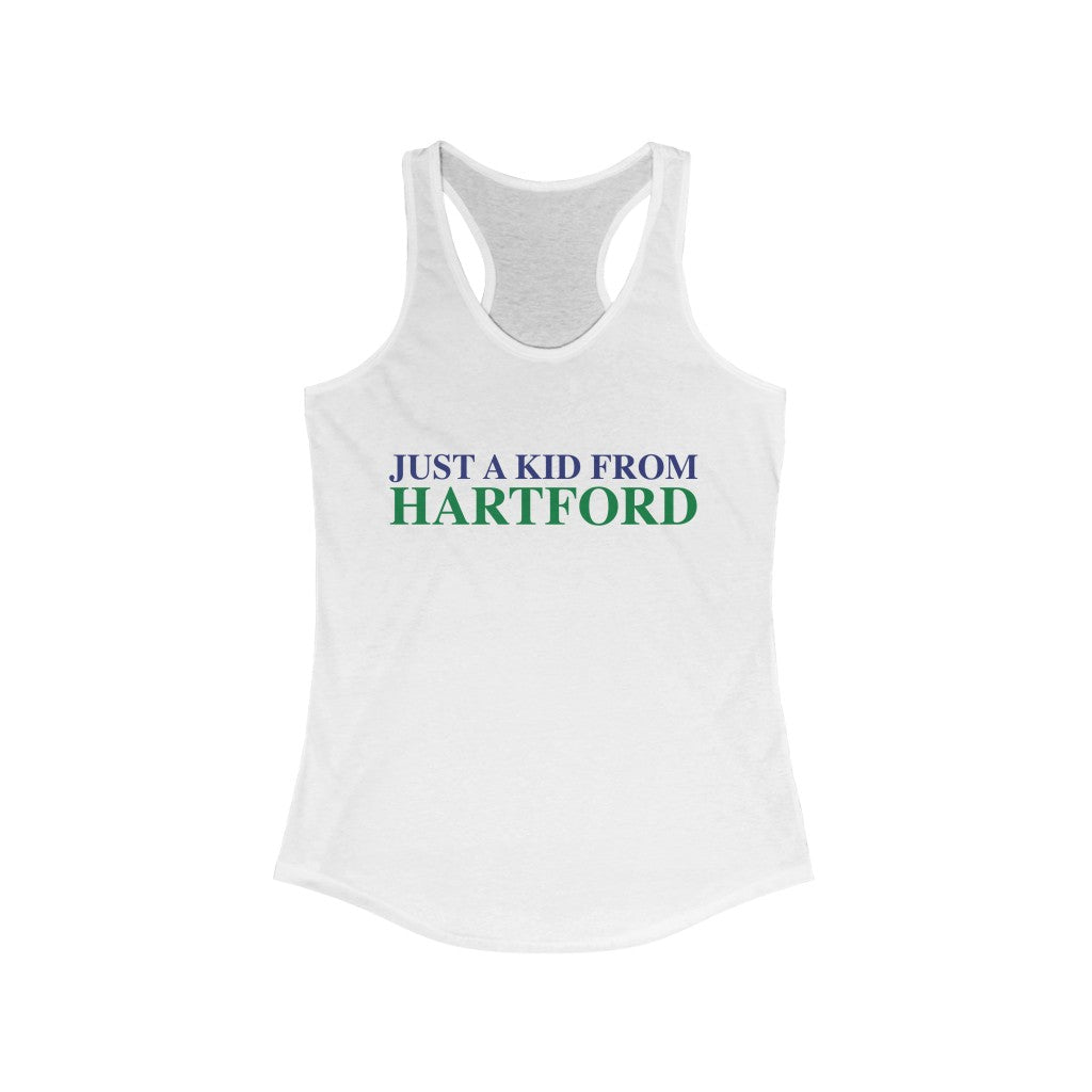 Just a kid from Hartford Women's Ideal Racerback Tank  Did you grow up in Hartford, Connecticut? Or know of someone who did? This collection is for someone who has those special Hartford memories.  Proceeds help grow Finding Connecticut's website and brand.   Click here to go back to our home page. 

just a kid  from hartford // hartford connecticut womens tank top shirt // finding connecticut 