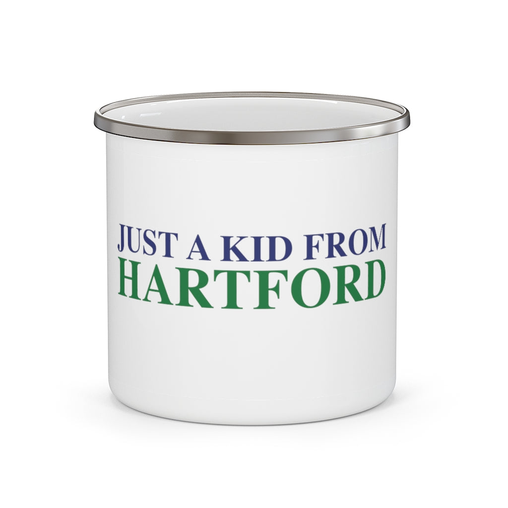 Just a kid from Hartford Enamel Camping Mug  Did you grow up in Hartford, Connecticut? Or know of someone who did? This collection is for someone who has those special Hartford memories.  Proceeds help grow Finding Connecticut's website and brand.   Click here to go back to our home page. 

just a kid from hartford // hartford ct camping mug // finding connecticut