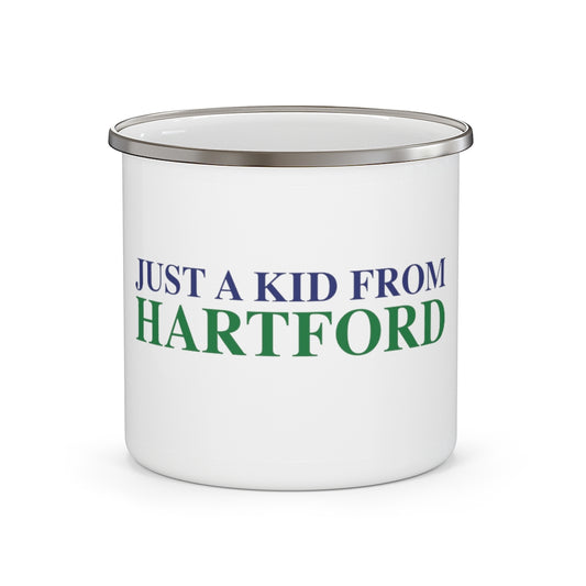 Just a kid from Hartford Enamel Camping Mug  Did you grow up in Hartford, Connecticut? Or know of someone who did? This collection is for someone who has those special Hartford memories.  Proceeds help grow Finding Connecticut's website and brand.   Click here to go back to our home page. 

just a kid from hartford // hartford ct camping mug // finding connecticut