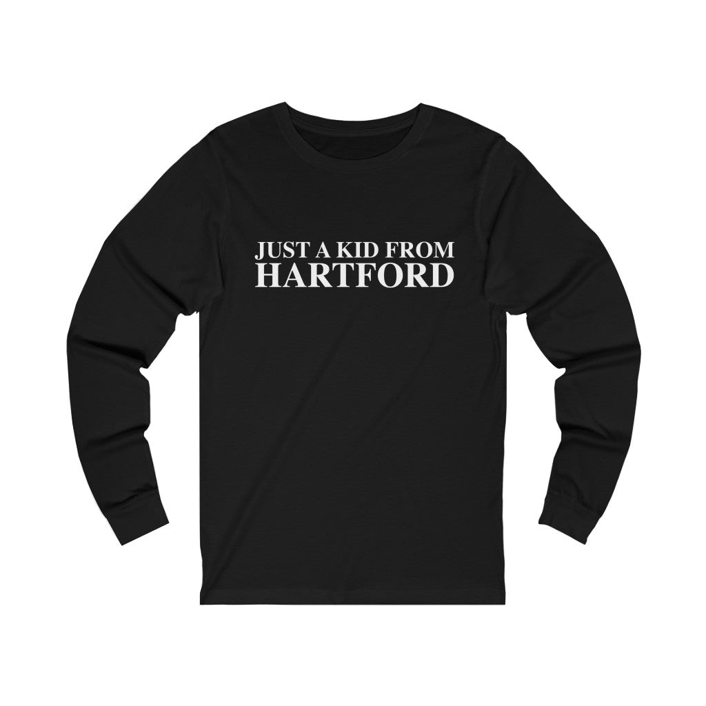 Just a kid from Hartford Unisex Jersey Long Sleeve Tee  Did you grow up in Hartford, Connecticut? Or know of someone who did? This collection is for someone who has those special Hartford memories.  Proceeds help grow Finding Connecticut's website and brand.   Click here to go back to our home page. 

just a kid from hartford // hartford ct long sleeve t shirt // finding connecticut