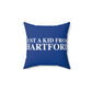 Just a kid from Hartford Spun Polyester Square Pillow  Did you grow up in Hartford, Connecticut? Or know of someone who did? This collection is for someone who has those special Hartford memories.  Proceeds help grow Finding Connecticut's website and brand.   Click here to go back to our home page. 

just a kid from hartford // hartford ct pillow // finding connecticut