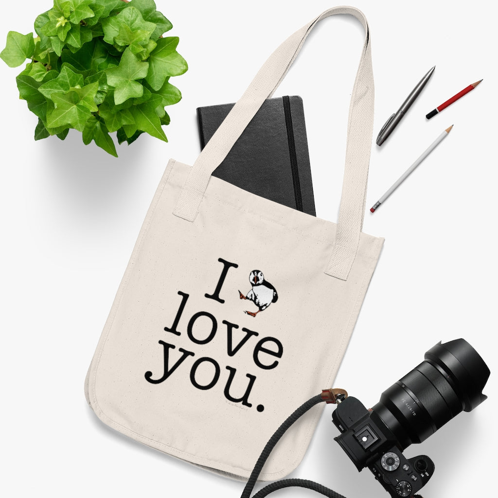 puffin tote bag 

I Puffin Love You. Do you love Atlantic Puffin’s? We have plenty Puffin products including tee shirts, sweatshirts, mugs, greeting cards, home decor, and more! Free USA shipping on all products. 