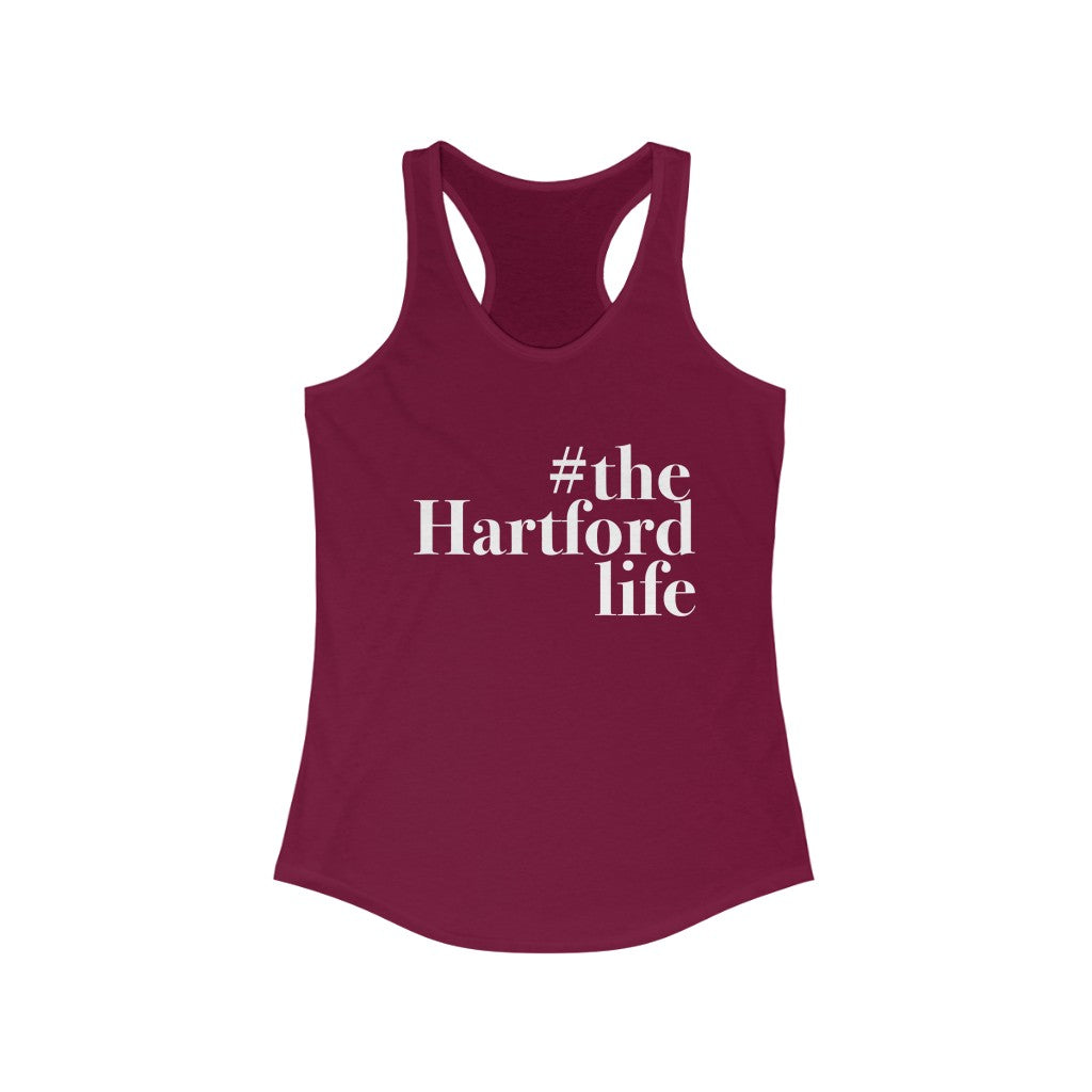  #thehartfordlife Women's Ideal Racerback Tank  Proceeds help grow Finding Connecticut's website and brand.   Click here to go back to our home page. 

the hartford life // hartford ct womens tank top shirt // finding connecticut