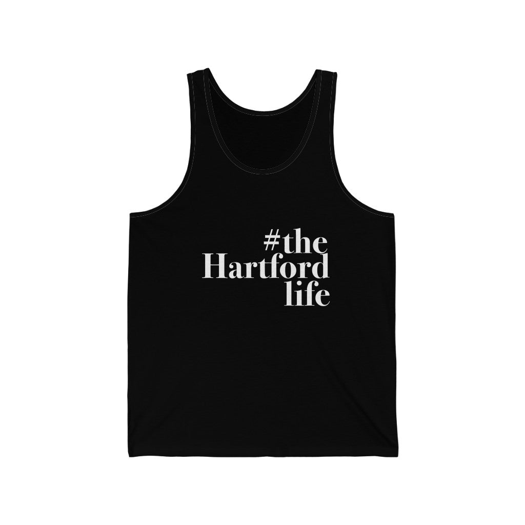  #thehartfordlife Unisex Jersey Tank  Proceeds help grow Finding Connecticut's website and brand.   Click here to go back to our home page. 

#thehartfordlife // hartford ct tank top shirt // finding connecticut