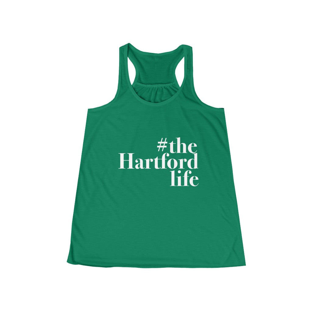  #thehartfordlife Women's Flowy Racerback Tank  Proceeds help grow Finding Connecticut's website and brand.   Click here to go back to our home page. 

#thehartfordlife // hartford ct womens tank top shirt // finding connecticut