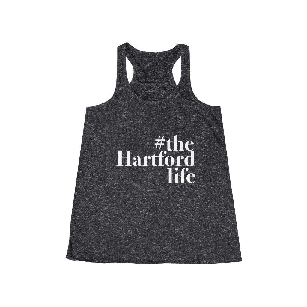  #thehartfordlife Women's Flowy Racerback Tank  Proceeds help grow Finding Connecticut's website and brand.   Click here to go back to our home page. 

#thehartfordlife // hartford ct womens tank top shirt // finding connecticut