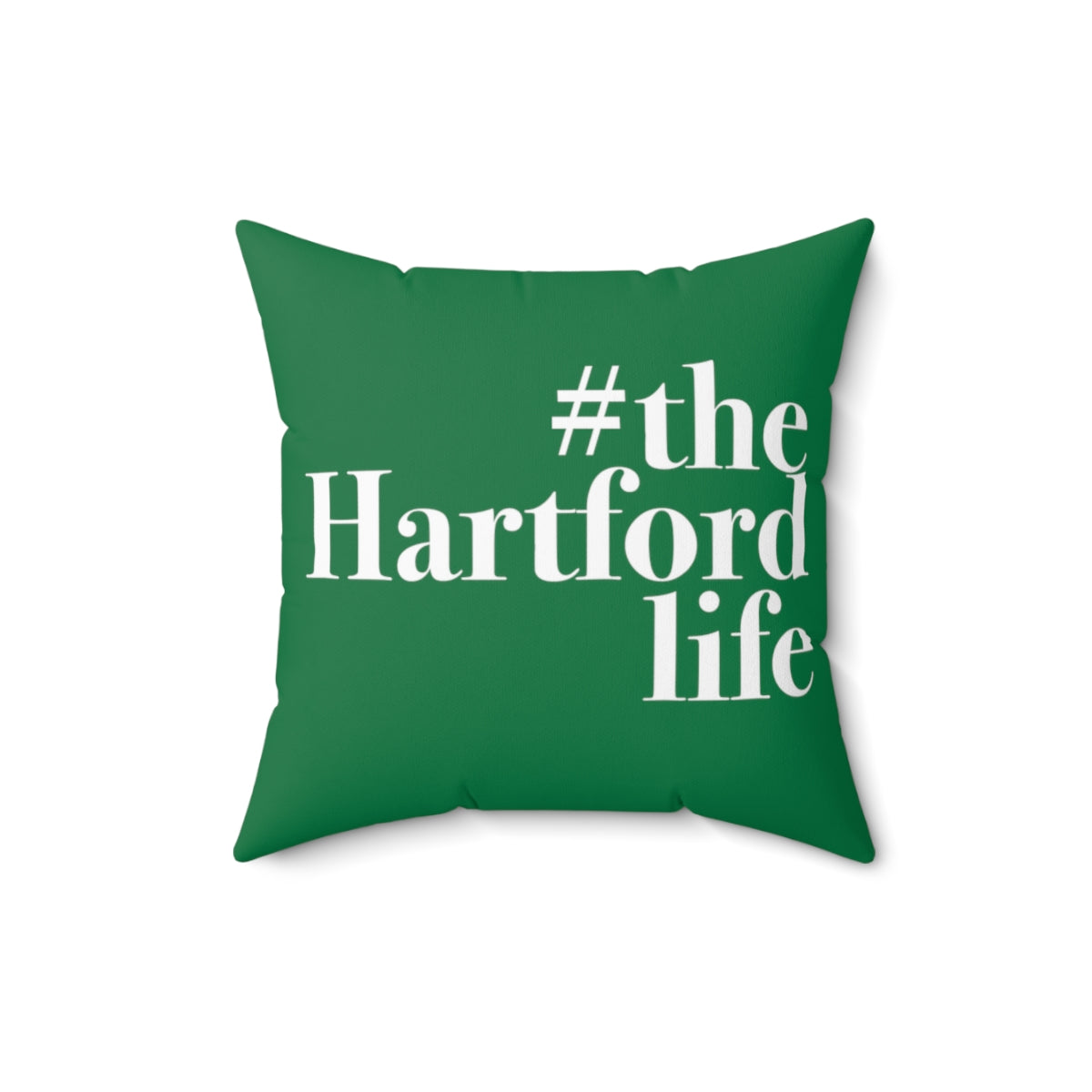 #thehartfordlife Spun Polyester Square Pillow   Proceeds help grow Finding Connecticut's website and brand.   Click here to go back to our home page. 

#thehartfordlife // hatford ct green pillow //finding connecticut