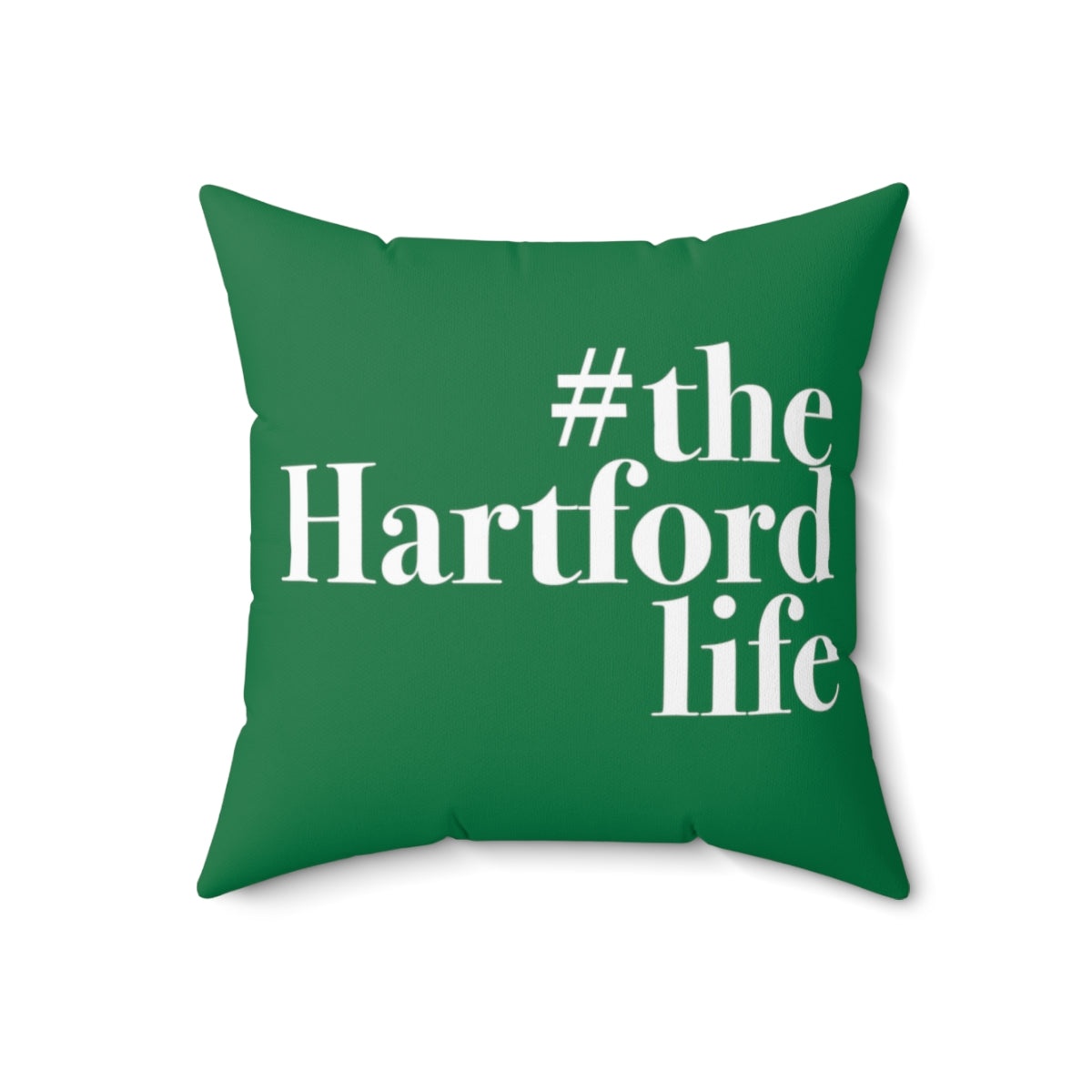 #thehartfordlife Spun Polyester Square Pillow   Proceeds help grow Finding Connecticut's website and brand.   Click here to go back to our home page. 

#thehartfordlife // hatford ct green pillow //finding connecticut