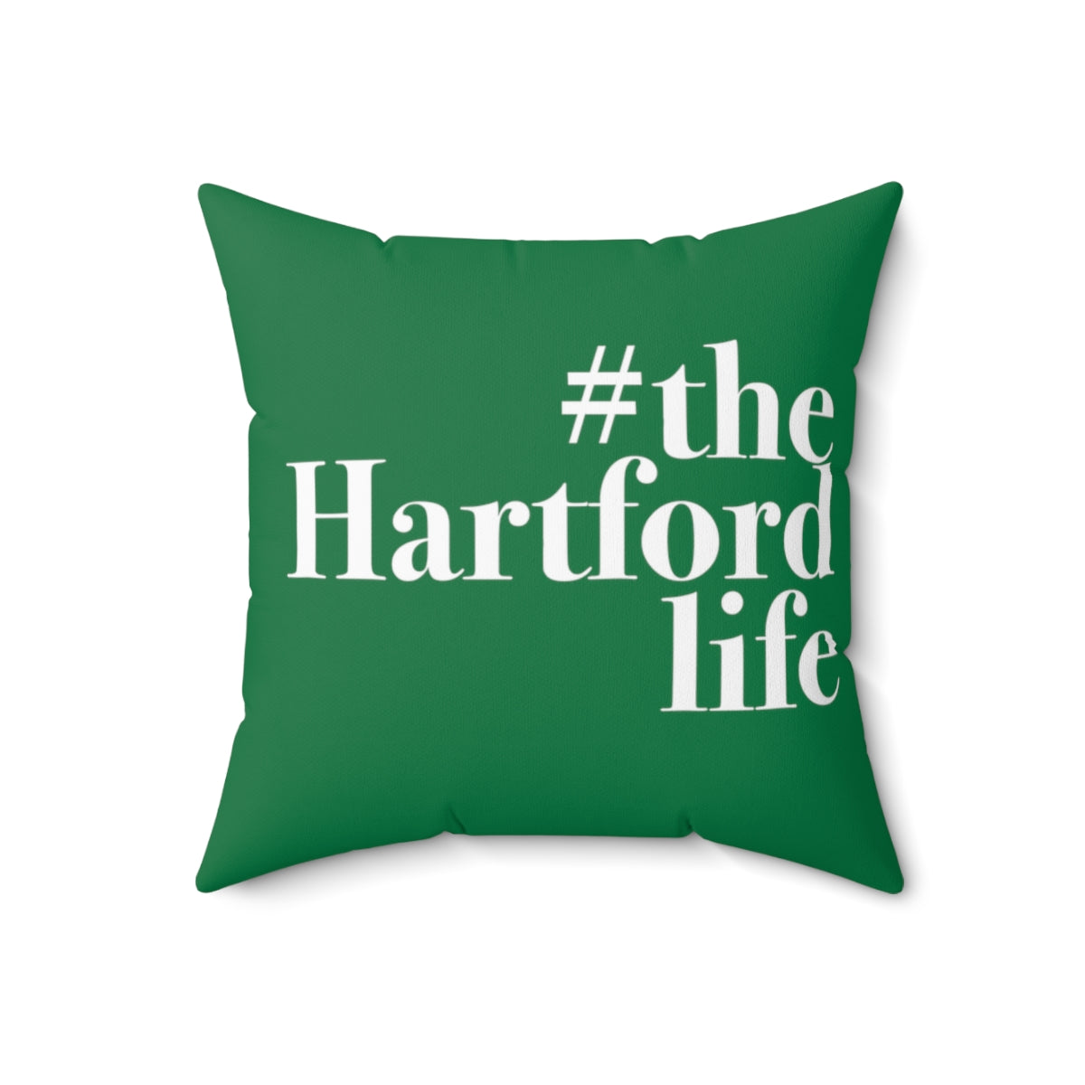 #thehartfordlife Spun Polyester Square Pillow   Proceeds help grow Finding Connecticut's website and brand.   Click here to go back to our home page. 

#thehartfordlife // hatford ct green pillow //finding connecticut