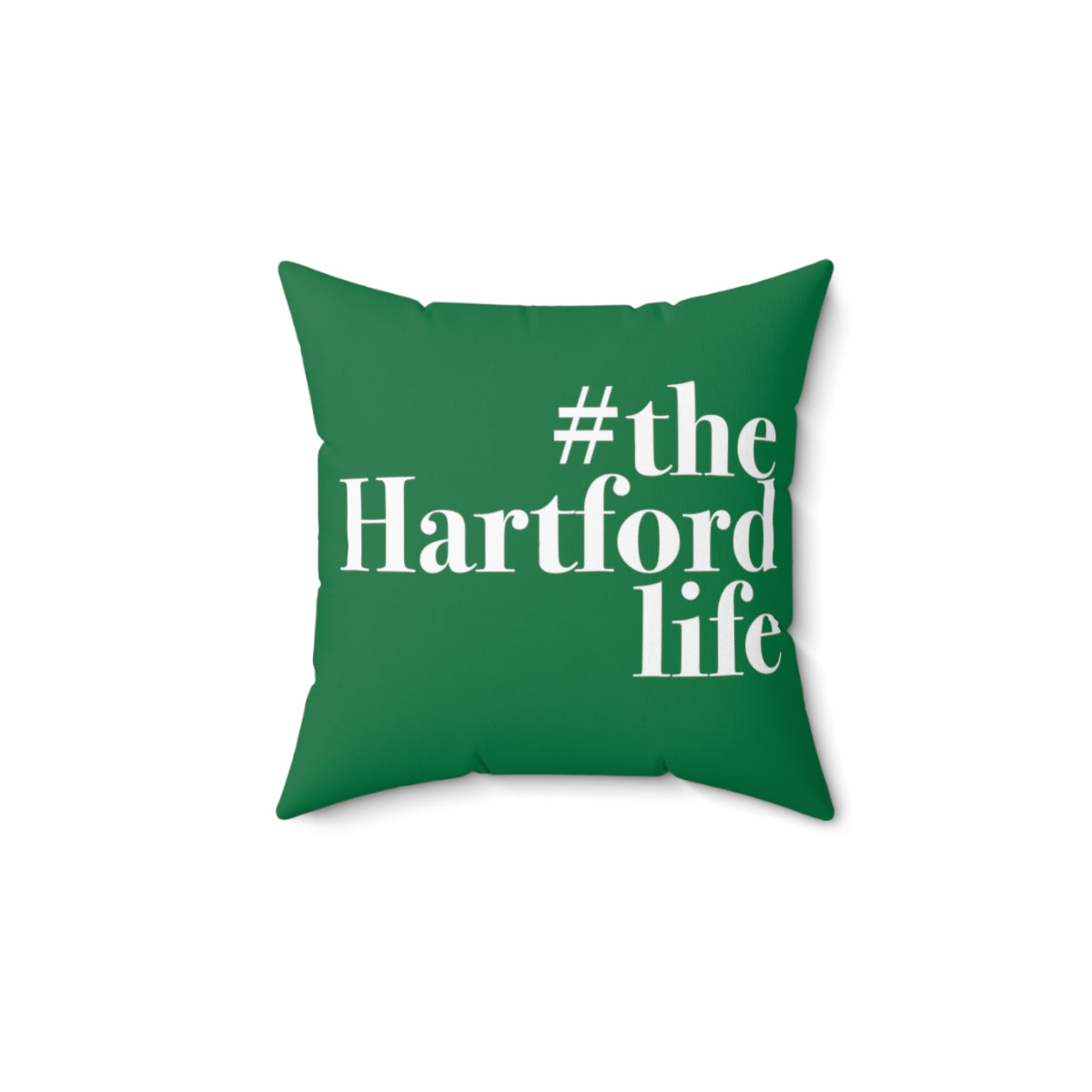 #thehartfordlife Spun Polyester Square Pillow   Proceeds help grow Finding Connecticut's website and brand.   Click here to go back to our home page. 

#thehartfordlife // hatford ct green pillow //finding connecticut