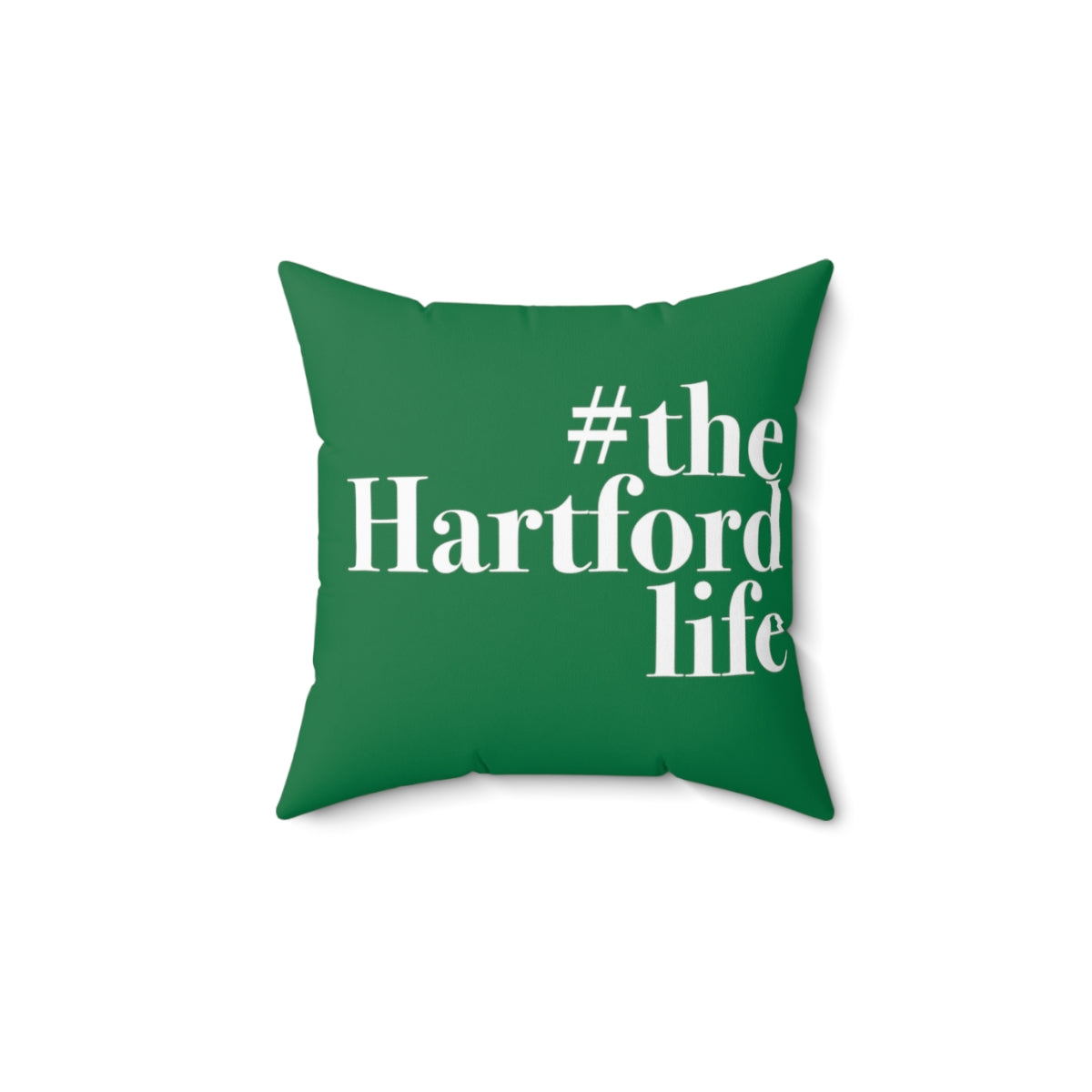 #thehartfordlife Spun Polyester Square Pillow   Proceeds help grow Finding Connecticut's website and brand.   Click here to go back to our home page. 

#thehartfordlife // hatford ct green pillow //finding connecticut