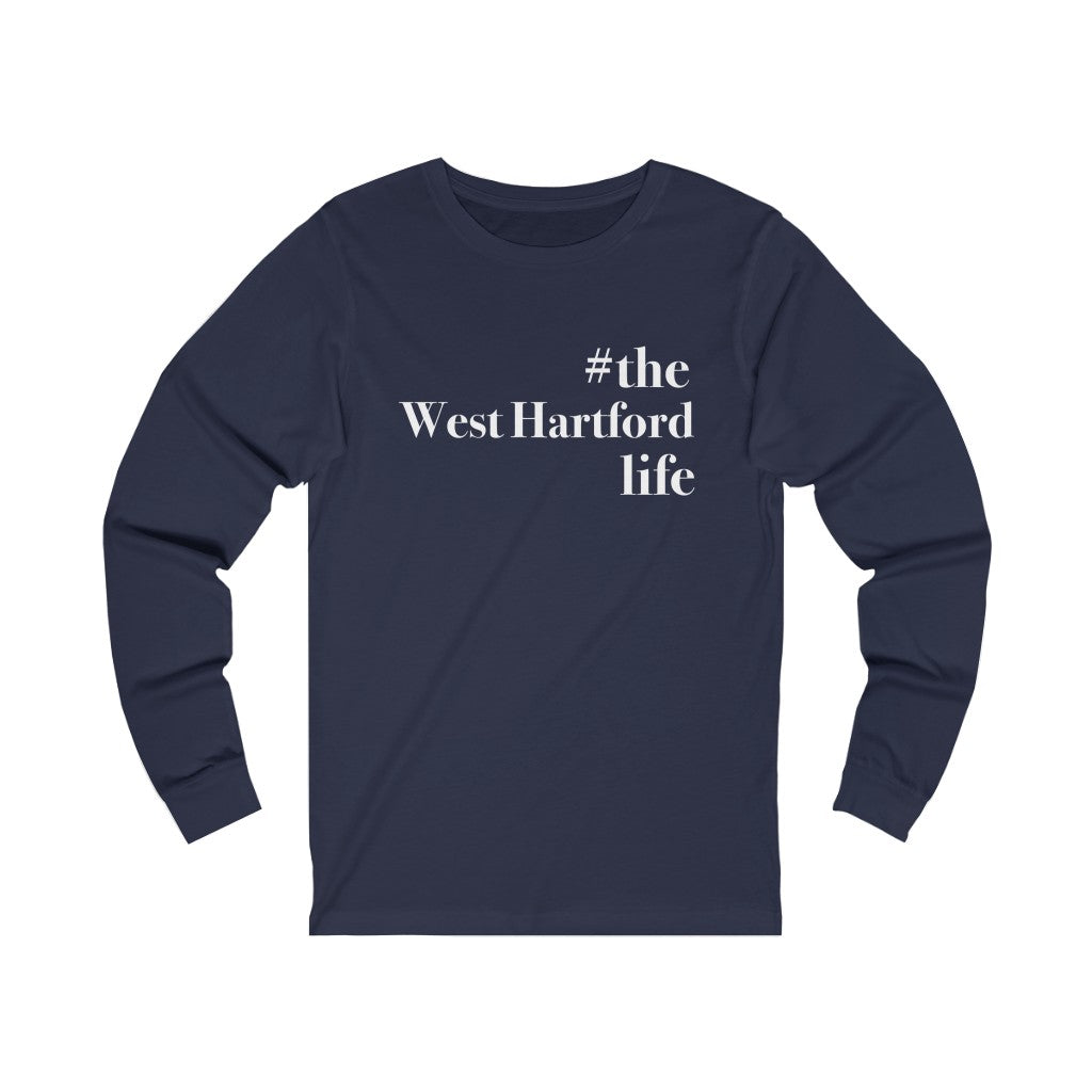 #thewesthartfordlife long sleeve tee. West Hartford Connecticut tee shirts, hoodies sweatshirts, mugs, other apparel, home gifts, and souvenirs. Proceeds of this collection go to help Finding Connecticut’s brand. Free USA shipping. 

#thewesthartfordlife // west hartford ct long sleeve t shirt // finding connecticut