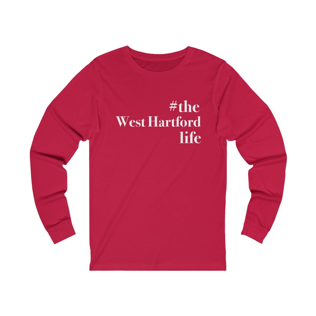 #thewesthartfordlife long sleeve tee. West Hartford Connecticut tee shirts, hoodies sweatshirts, mugs, other apparel, home gifts, and souvenirs. Proceeds of this collection go to help Finding Connecticut’s brand. Free USA shipping. 

#thewesthartfordlife // west hartford ct long sleeve t shirt // finding connecticut