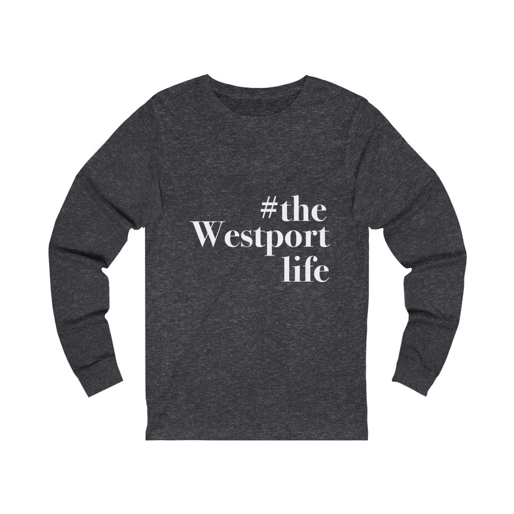 #thewestportlife Unisex Jersey Short Sleeve Tee  Do you live the #thewestportlife? Living the #thewestportlife is a lifestyle and proudly show it off the world that your beach of choice is Compo Beach and you support the local lifestyle.  Free USA shipping on all products.  Proceeds of this collection goes to help grow Finding Westport and Finding Connecticut’s brand.