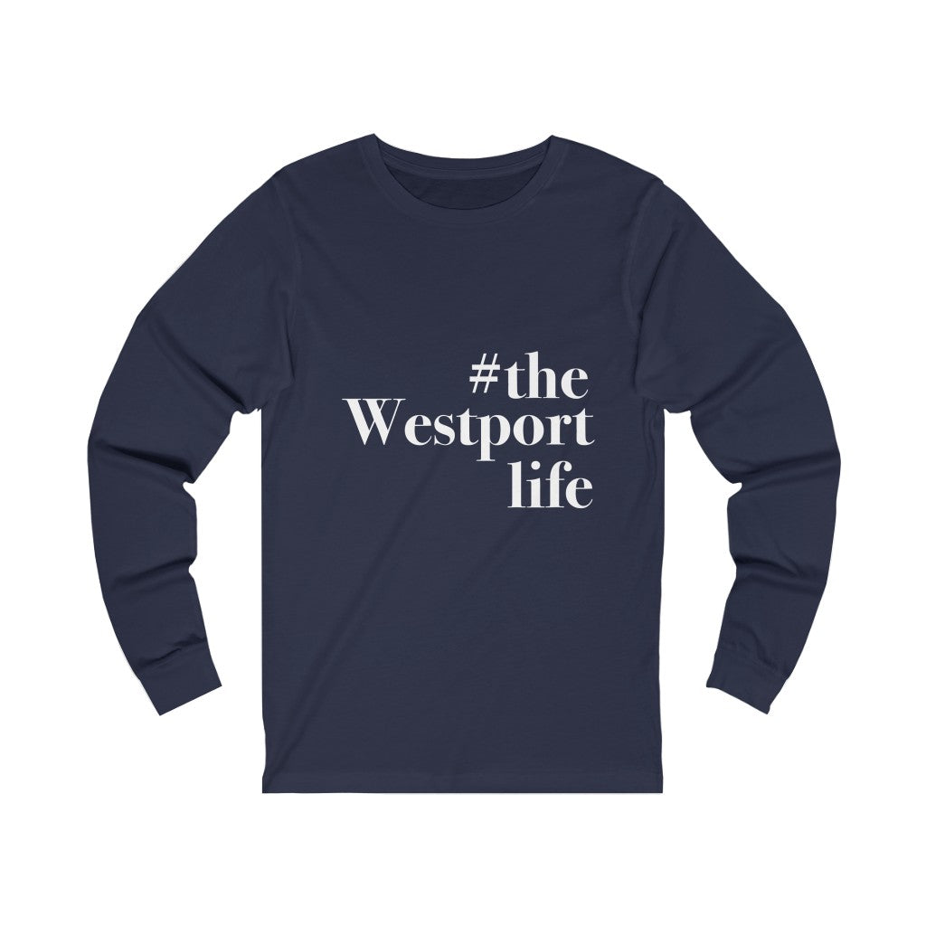 #thewestportlife Unisex Jersey Short Sleeve Tee  Do you live the #thewestportlife? Living the #thewestportlife is a lifestyle and proudly show it off the world that your beach of choice is Compo Beach and you support the local lifestyle.  Free USA shipping on all products.  Proceeds of this collection goes to help grow Finding Westport and Finding Connecticut’s brand.