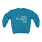#thewestportlife Unisex Heavy Blend Crewneck Sweatshirt  Do you live the #thewestportlife? Living the #thewestportlife is a lifestyle and proudly show it off the world that your beach of choice is Compo Beach and you support the local lifestyle.  Free USA shipping on all products.  Proceeds of this collection goes to help grow Finding Westport and Finding Connecticut’s brand.