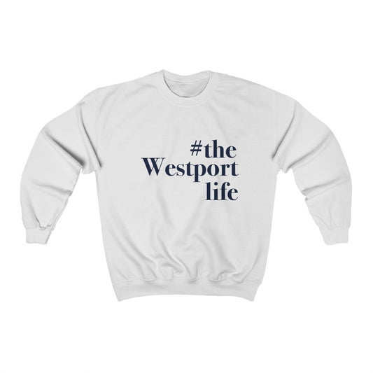 #thewestportlife Unisex Heavy Blend Crewneck Sweatshirt  Do you live the #thewestportlife? Living the #thewestportlife is a lifestyle and proudly show it off the world that your beach of choice is Compo Beach and you support the local lifestyle.  Free USA shipping on all products.  Proceeds of this collection goes to help grow Finding Westport and Finding Connecticut’s brand.