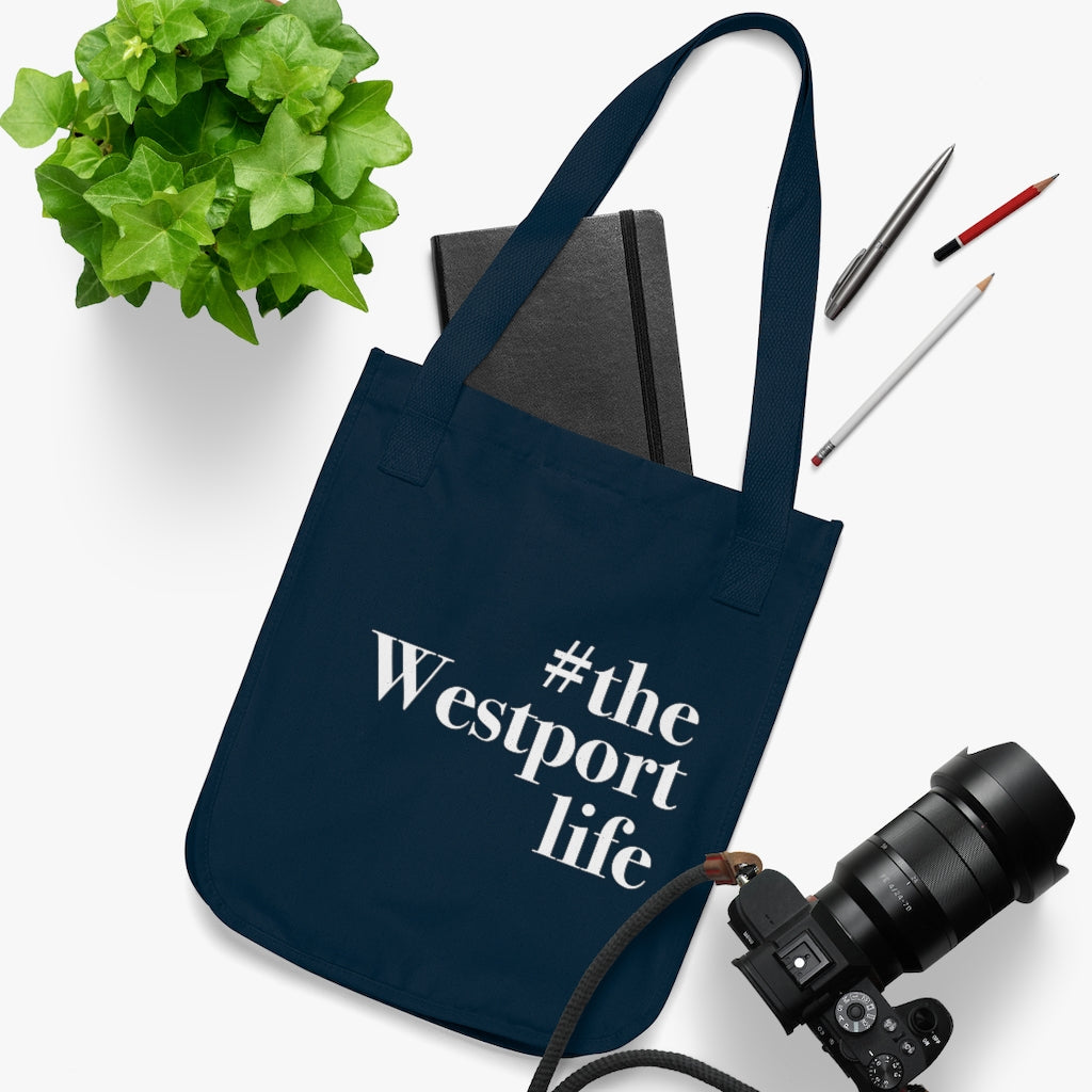  #thewestportlife Organic Canvas Tote Bag   Do you live the #thewestportlife? Living the #thewestportlife is a lifestyle and proudly show it off the world that your beach of choice is Compo Beach and you support the local lifestyle.  Free USA shipping on all products.  Proceeds of this collection goes to help grow Finding Westport and Finding Connecticut’s brand.